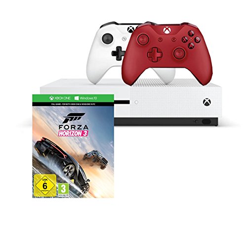 Xbox One S 1TB Konsole - Forza Horizon 3 Bundle + Xbox Wireless Controller in Rot