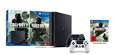 PlayStation 4 - Konsole (1TB, schwarz) inkl. Call of Duty: Infinite Warfare Legacy Edition (Code) & 2 DualShock 4 Wireless Controller (weiß + schwarz)