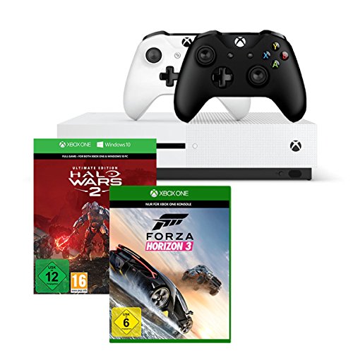 Xbox One S 1TB Konsolen-Bundle inkl. Halo Wars 2:Ultimate Edition + Forza Horizon 3 - Standard Edition + Xbox Wireless Controller (schwarz)