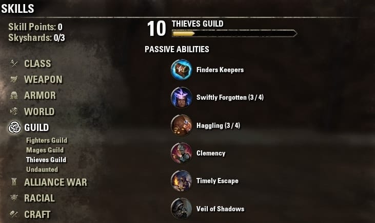 Thieves Guild DLC: Fertigkeitslinie & Systeme