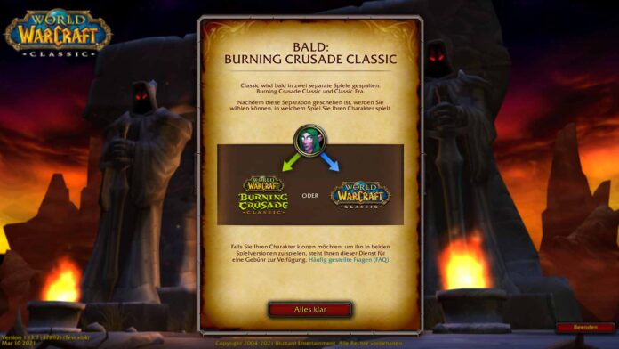 WoW Classic Era & Burning Crusade Charakterauswahl